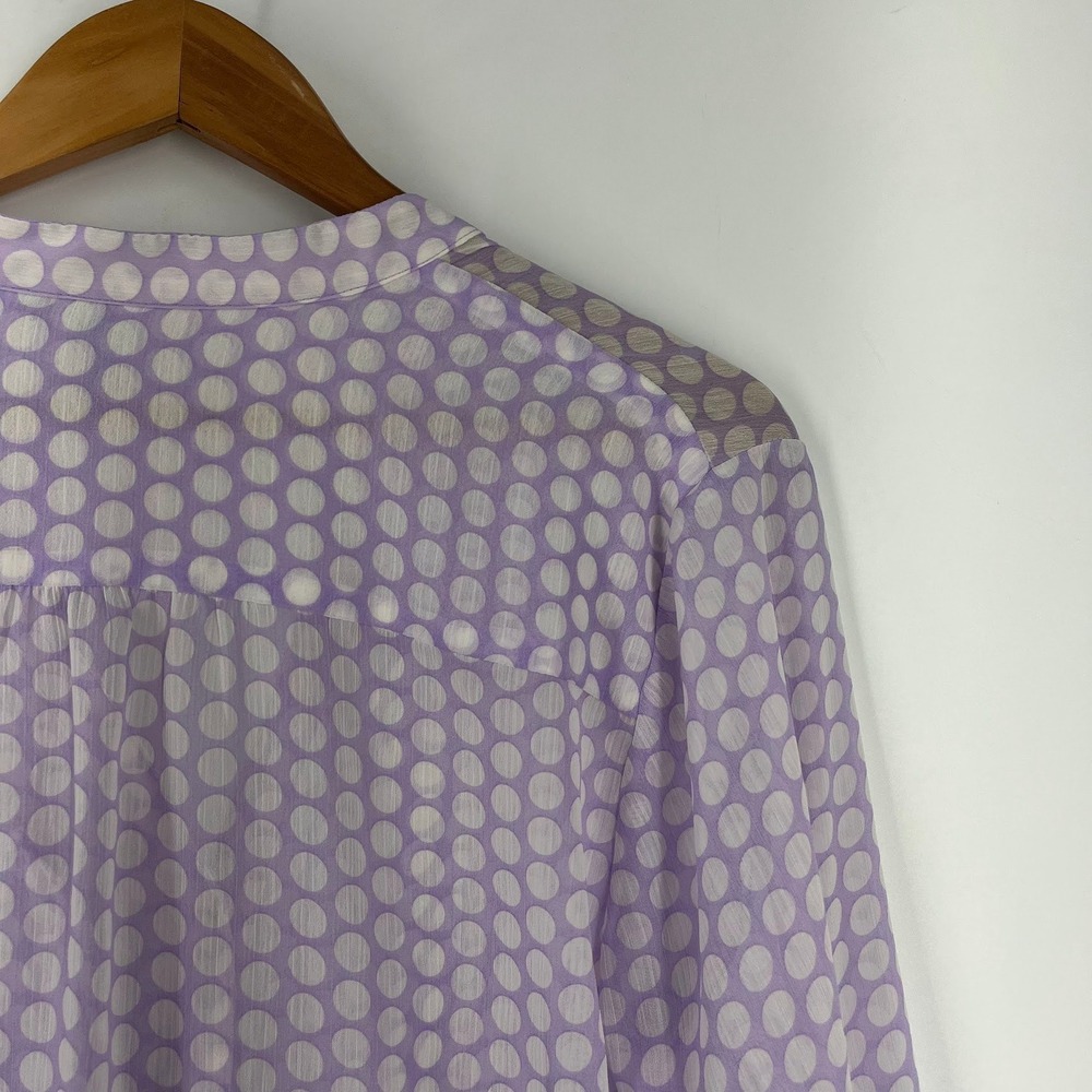 Kut from the Kloth Womens XL Lavender Polka Dot‎ Roll Tab Sleeve Blouse Purple - Picture 8 of 15